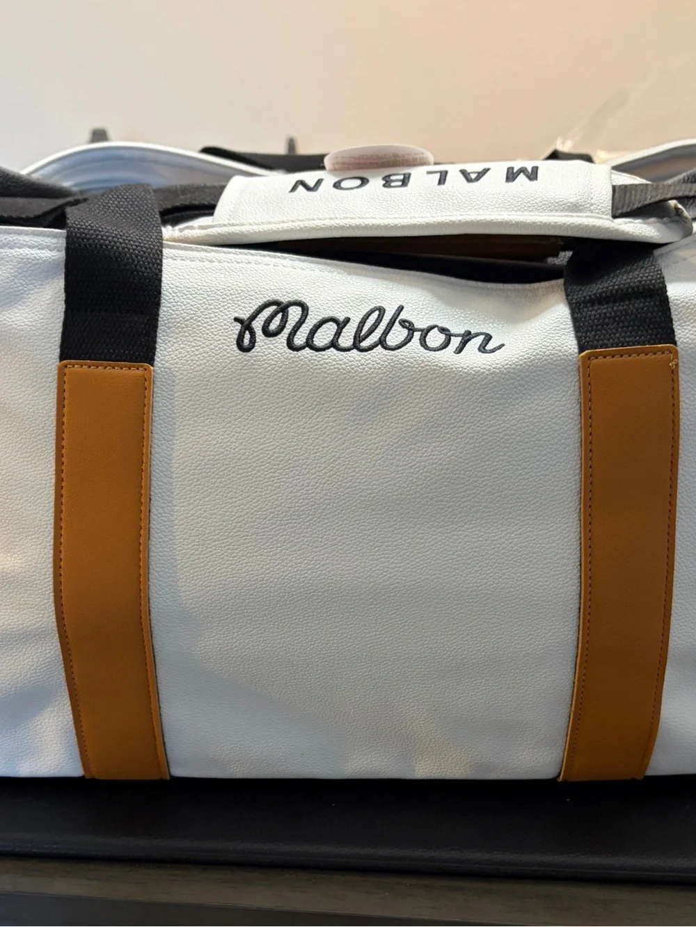 Malbon Duffel Bag Black, White, Brown.